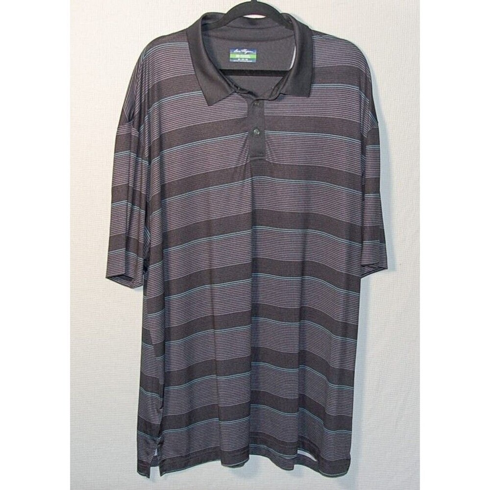 Ben Hogan Performance Polo Golf Shirt Black and Gray Stripes 3XL Pre-Owned